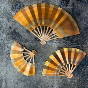 Vintage Homeco Brass Decorative 3 pc fan Metal hanging Art MCM